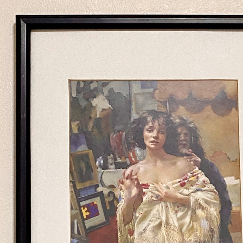 Vintage The Painter With Benedikte Art Print By Robert Lenkiewicz Framed Glazed