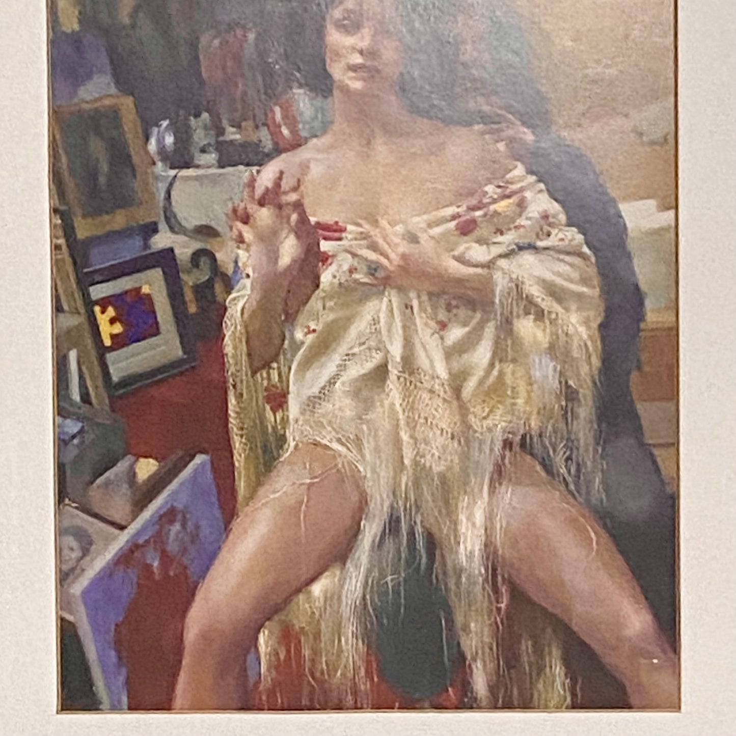 Vintage The Painter With Benedikte Art Print By Robert Lenkiewicz Framed Glazed