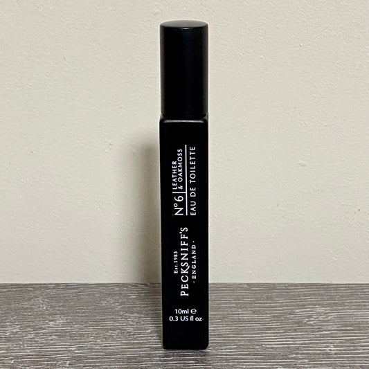 Pecksniffs Men’s Eau De Toilette Mini Leather & Oakmoss 10ml Travel Size Spray