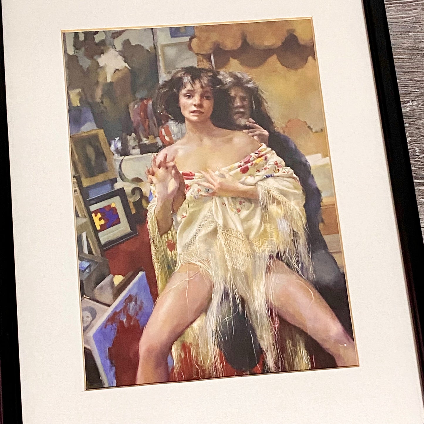 Vintage The Painter With Benedikte Art Print By Robert Lenkiewicz Framed Glazed