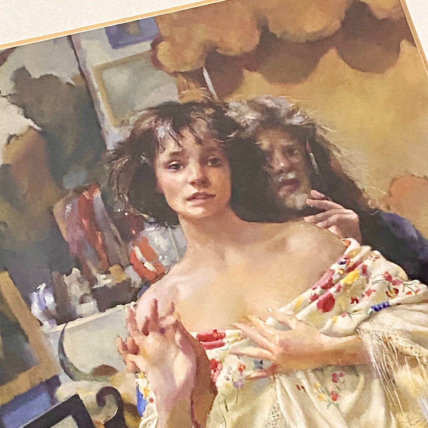 Vintage The Painter With Benedikte Art Print By Robert Lenkiewicz Framed Glazed