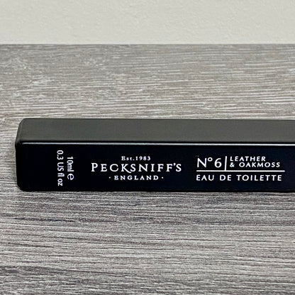 Pecksniffs Men’s Eau De Toilette Mini Leather & Oakmoss 10ml Travel Size Spray