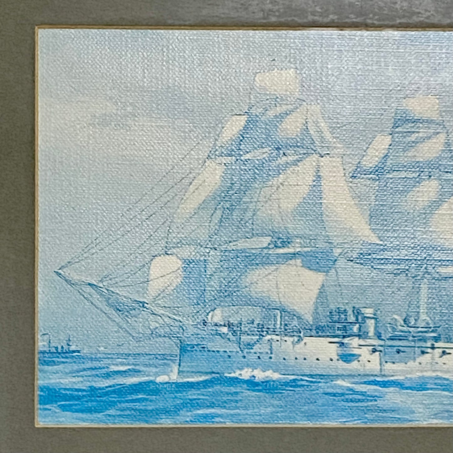 Vintage HMS Calliope Royal Navy Ship 1890 Art Print On Board Framed With Glazing