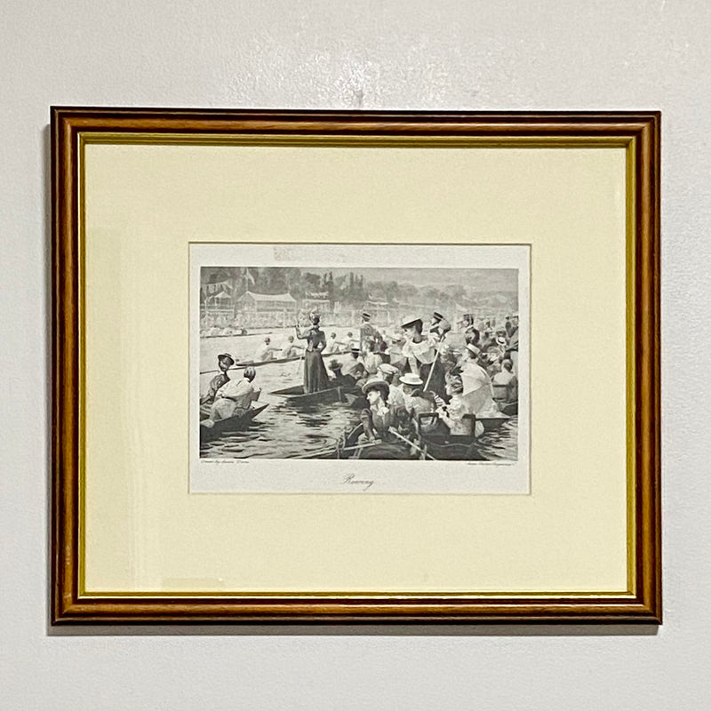 Vintage Rowing Henley Regatta Victorian Art Print Lucien Davis Framed & Glazed