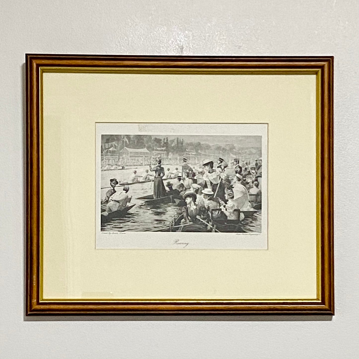 Vintage Rowing Henley Regatta Victorian Art Print Lucien Davis Framed & Glazed