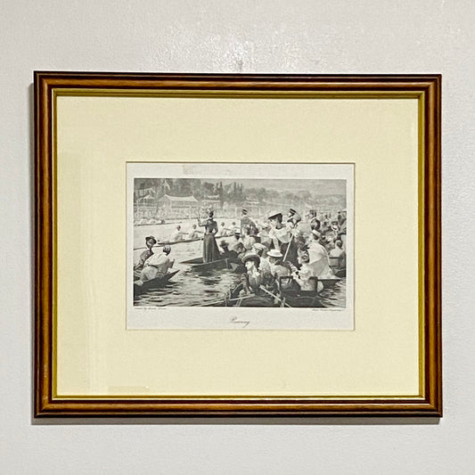 Vintage Rowing Henley Regatta Victorian Art Print Lucien Davis Framed & Glazed