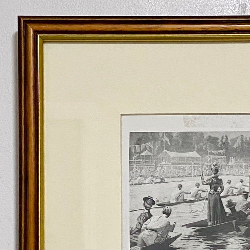 Vintage Rowing Henley Regatta Victorian Art Print Lucien Davis Framed & Glazed