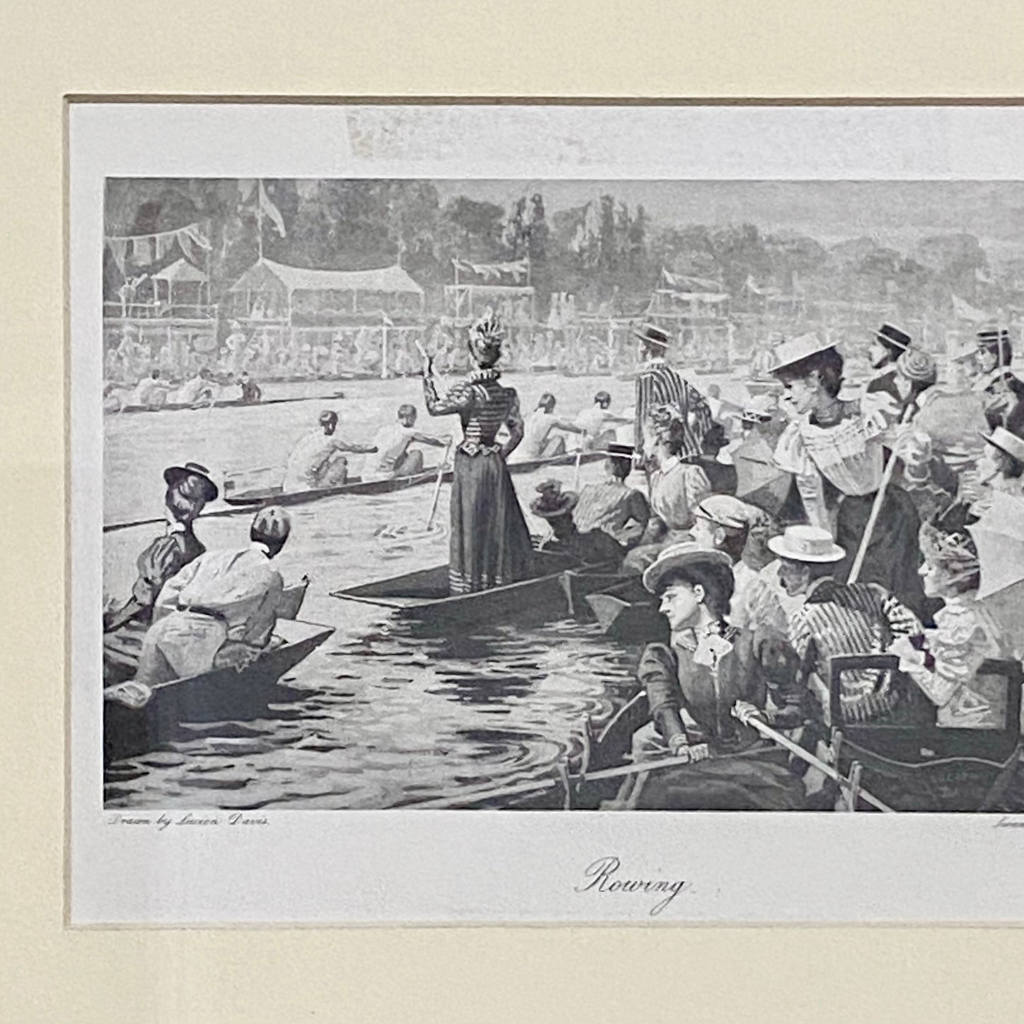 Vintage Rowing Henley Regatta Victorian Art Print Lucien Davis Framed & Glazed