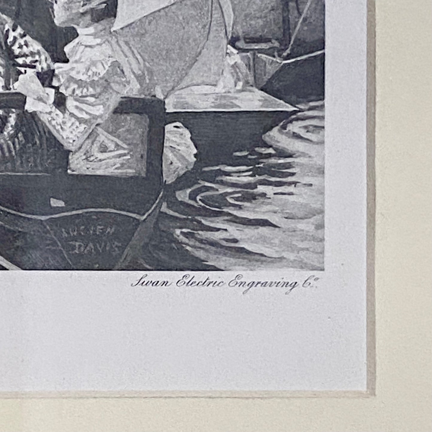 Vintage Rowing Henley Regatta Victorian Art Print Lucien Davis Framed & Glazed