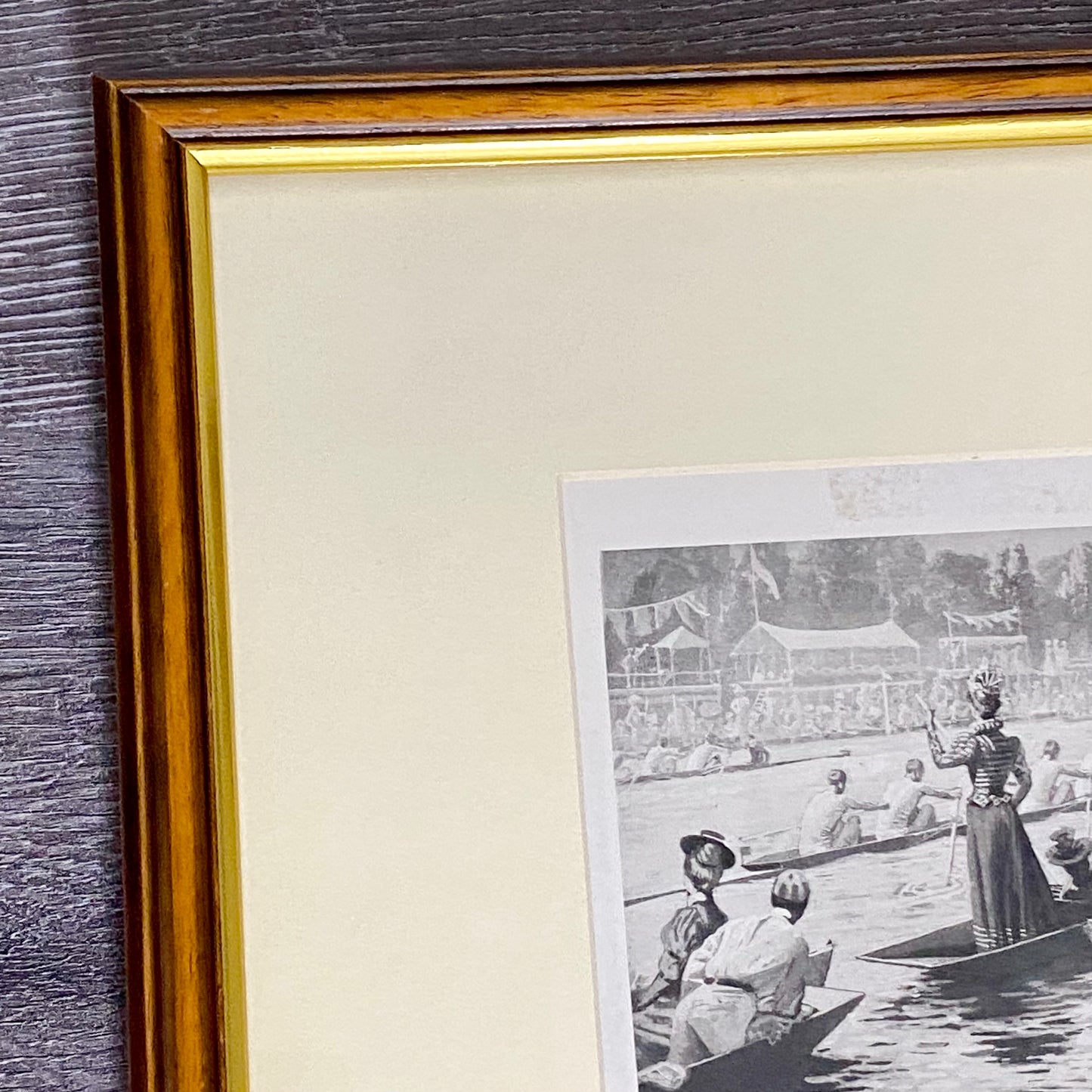 Vintage Rowing Henley Regatta Victorian Art Print Lucien Davis Framed & Glazed