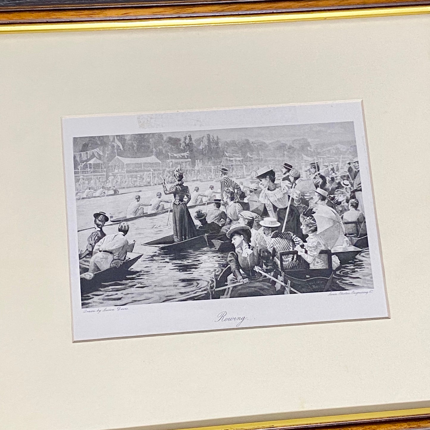Vintage Rowing Henley Regatta Victorian Art Print Lucien Davis Framed & Glazed
