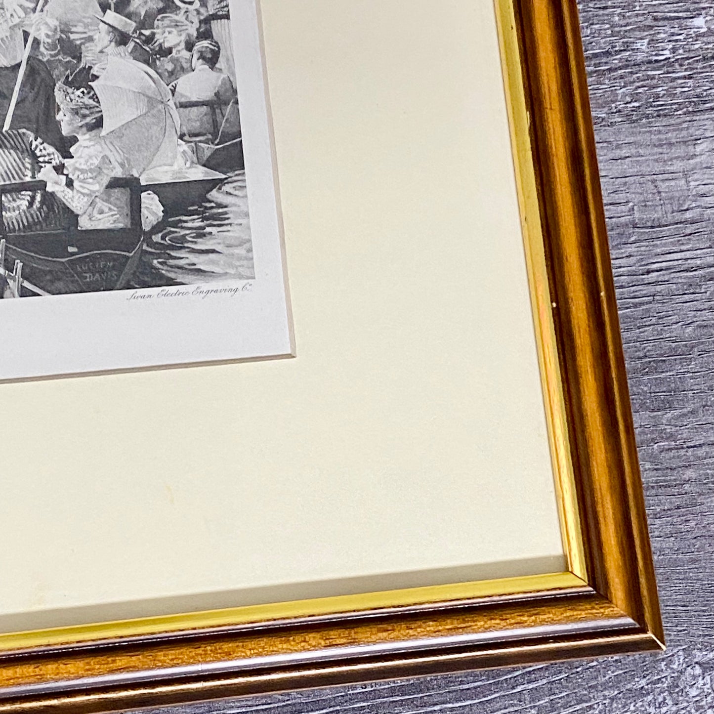 Vintage Rowing Henley Regatta Victorian Art Print Lucien Davis Framed & Glazed