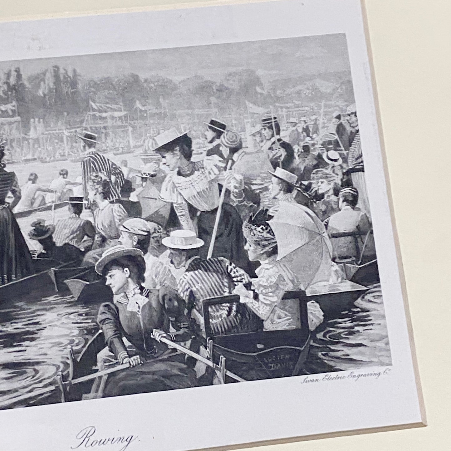 Vintage Rowing Henley Regatta Victorian Art Print Lucien Davis Framed & Glazed