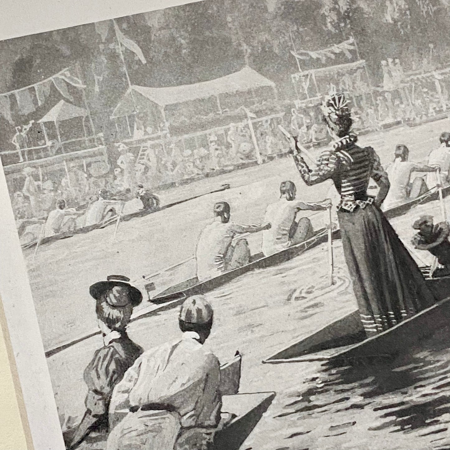 Vintage Rowing Henley Regatta Victorian Art Print Lucien Davis Framed & Glazed