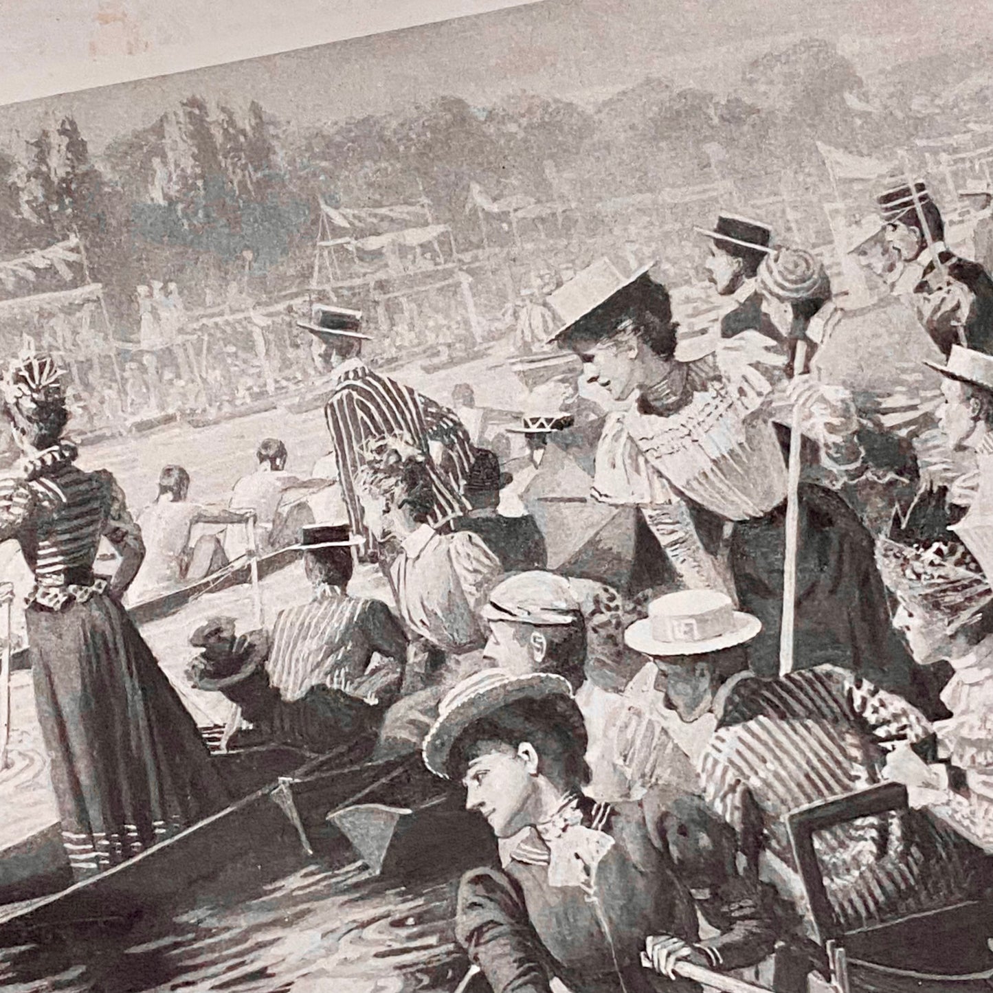 Vintage Rowing Henley Regatta Victorian Art Print Lucien Davis Framed & Glazed