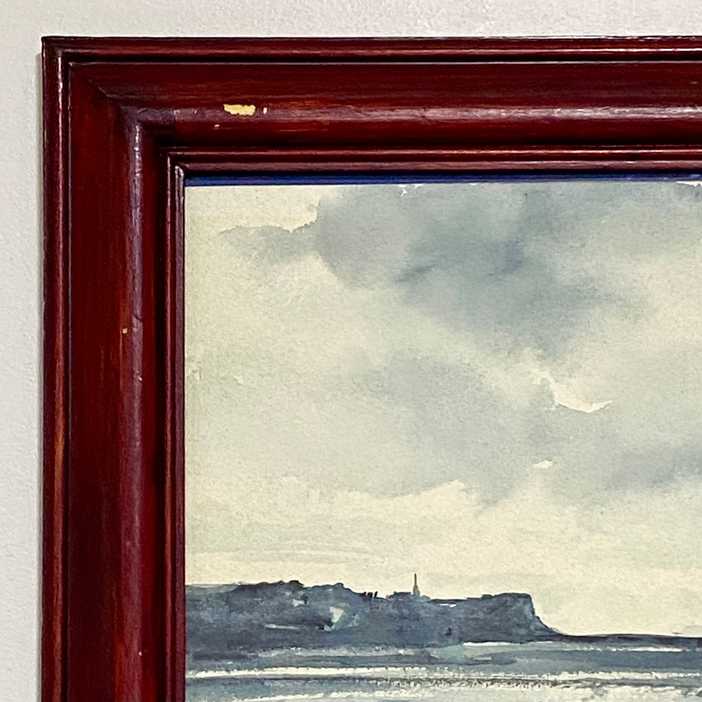 Vintage Devon Cliff Coast Watercolour Painting Signed By Edward Hood 1984 Framed