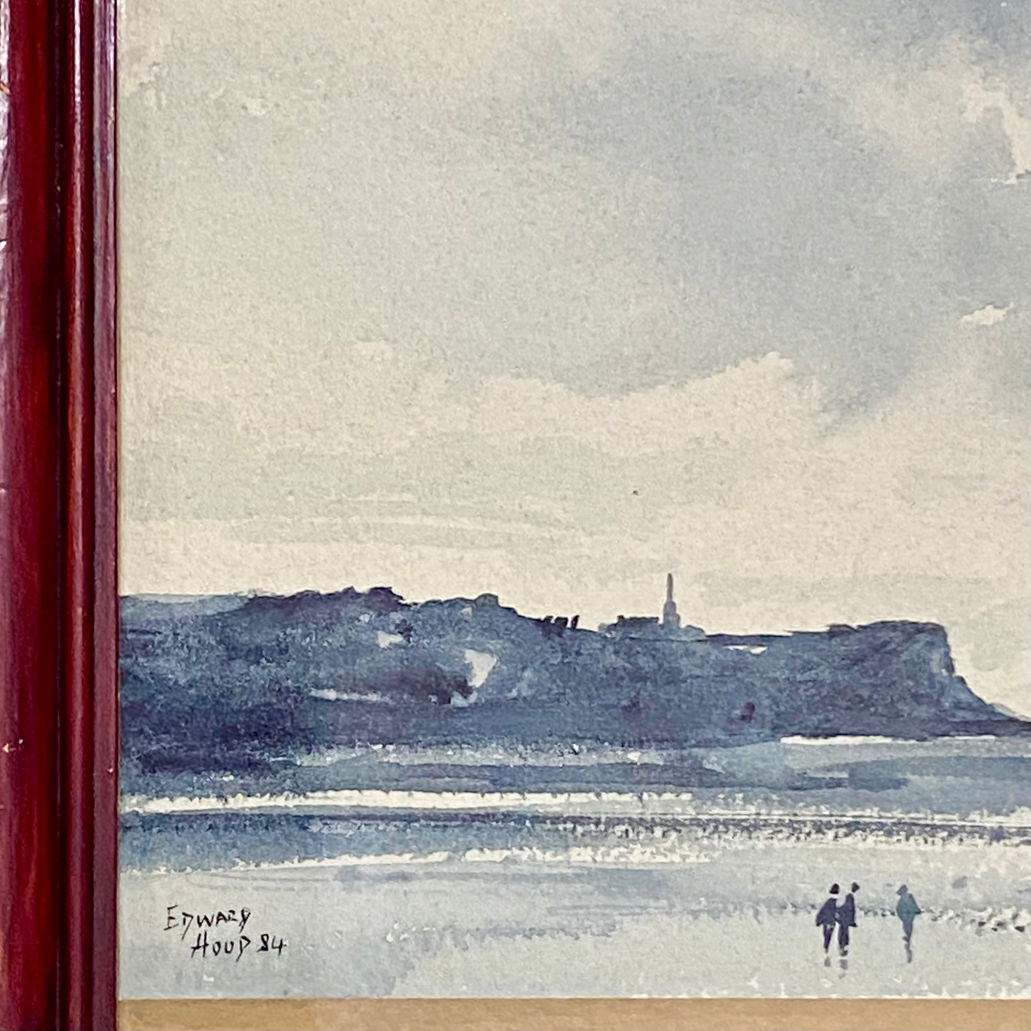 Vintage Devon Cliff Coast Watercolour Painting Signed By Edward Hood 1984 Framed