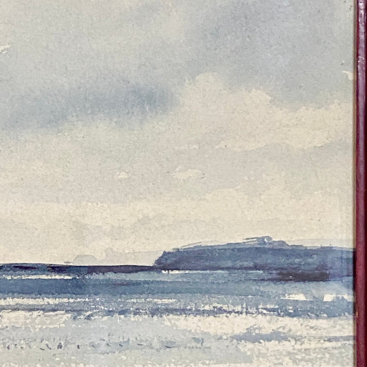 Vintage Devon Cliff Coast Watercolour Painting Signed By Edward Hood 1984 Framed