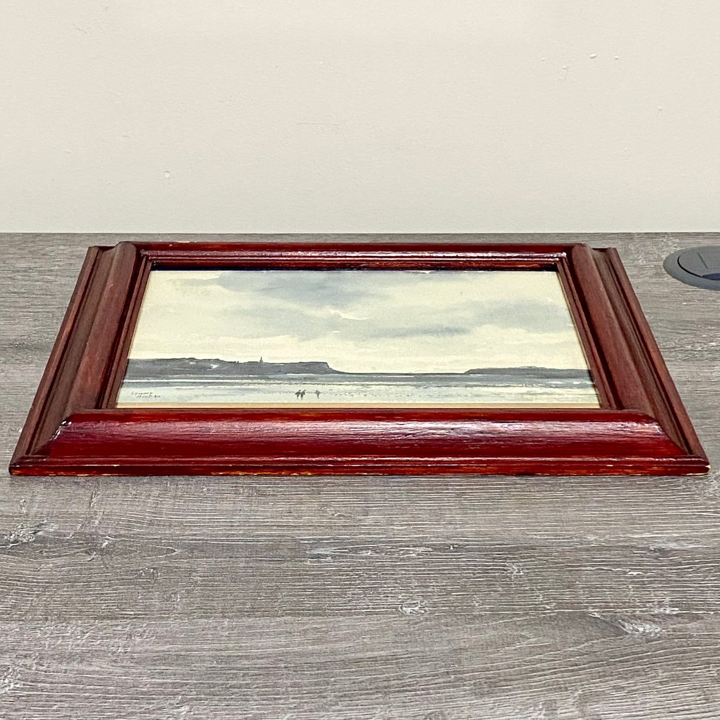 Vintage Devon Cliff Coast Watercolour Painting Signed By Edward Hood 1984 Framed