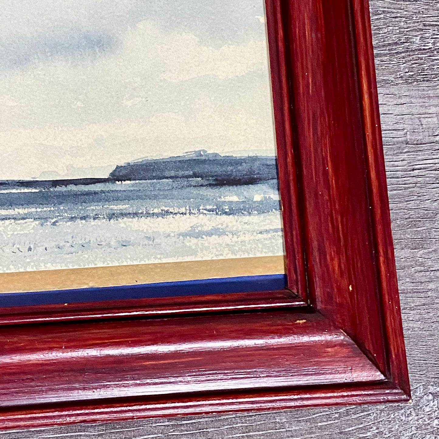 Vintage Devon Cliff Coast Watercolour Painting Signed By Edward Hood 1984 Framed