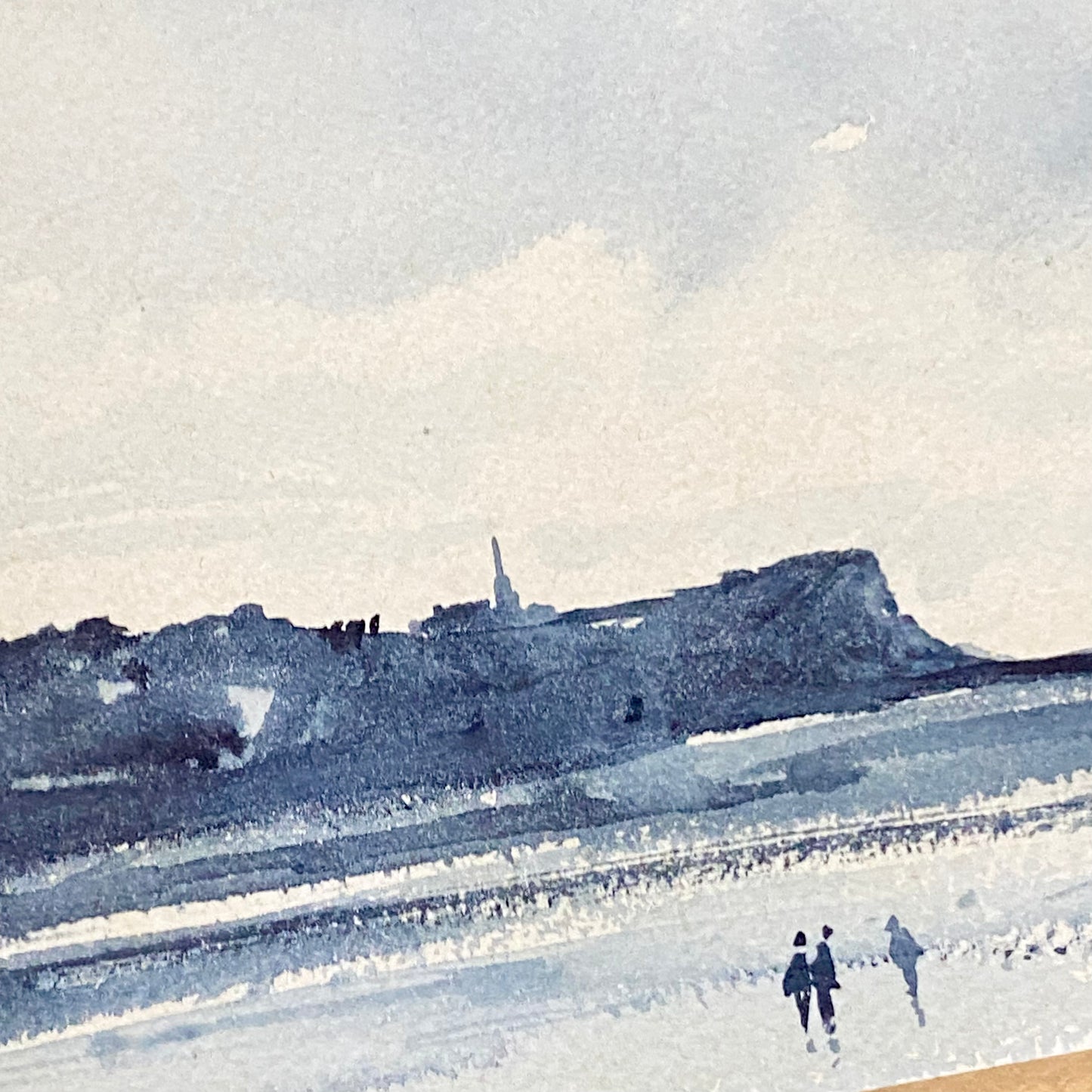 Vintage Devon Cliff Coast Watercolour Painting Signed By Edward Hood 1984 Framed