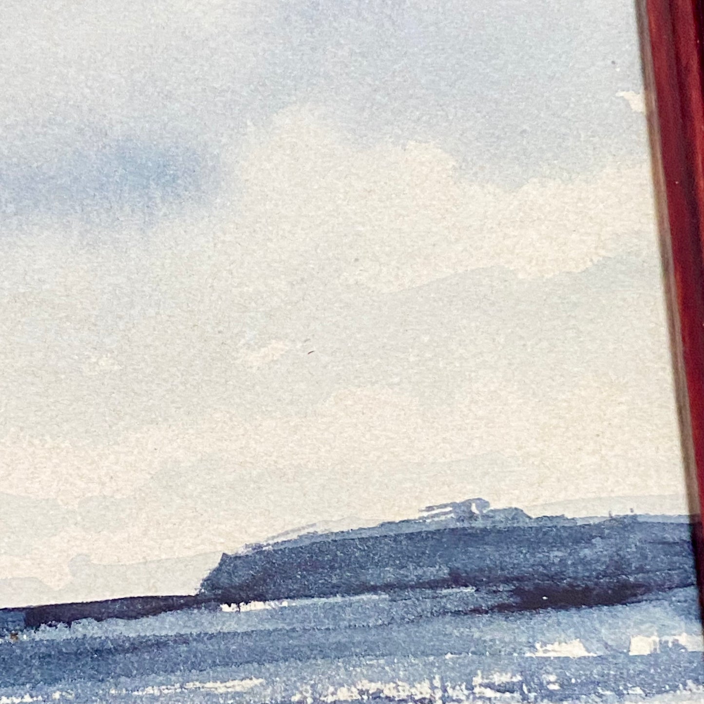 Vintage Devon Cliff Coast Watercolour Painting Signed By Edward Hood 1984 Framed