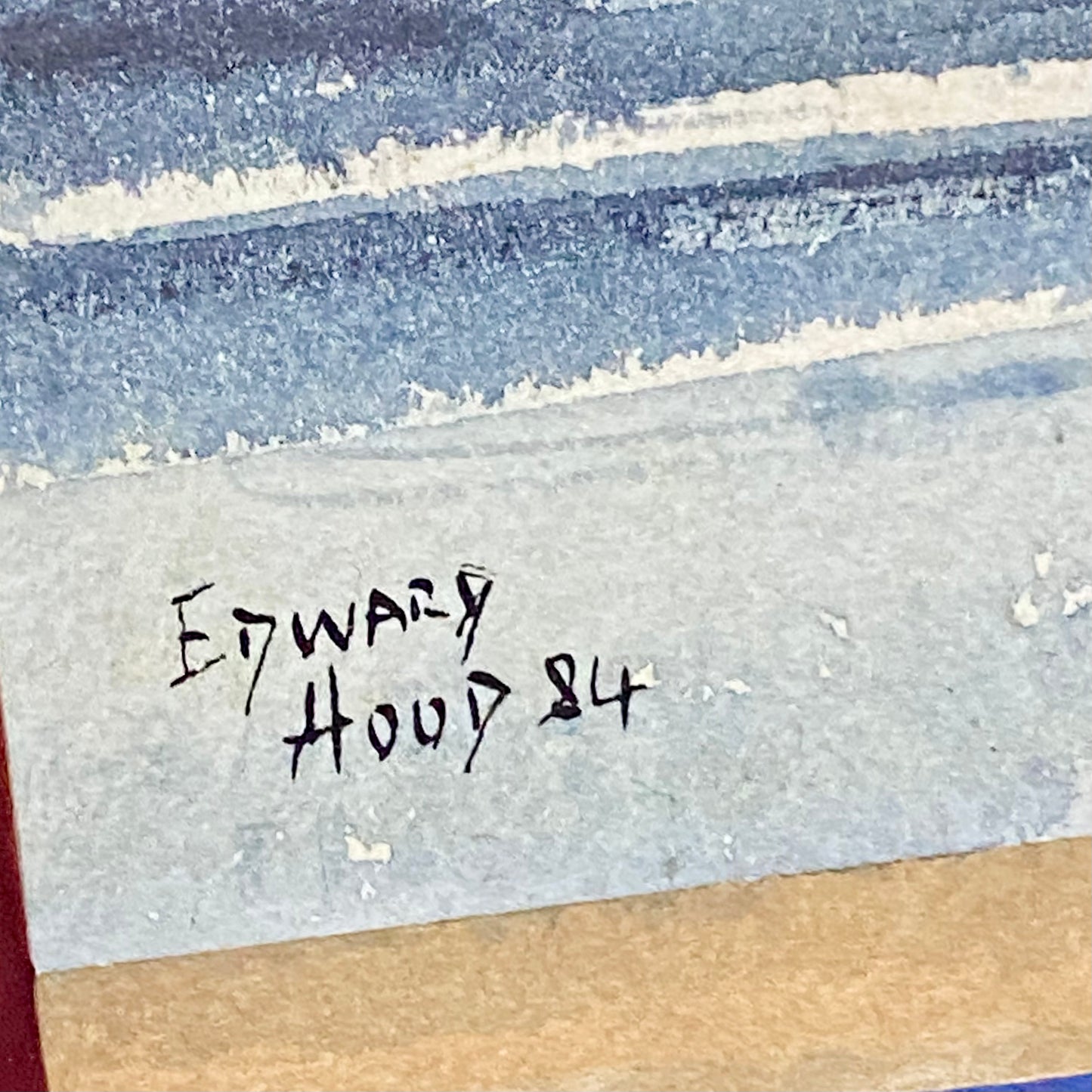 Vintage Devon Cliff Coast Watercolour Painting Signed By Edward Hood 1984 Framed