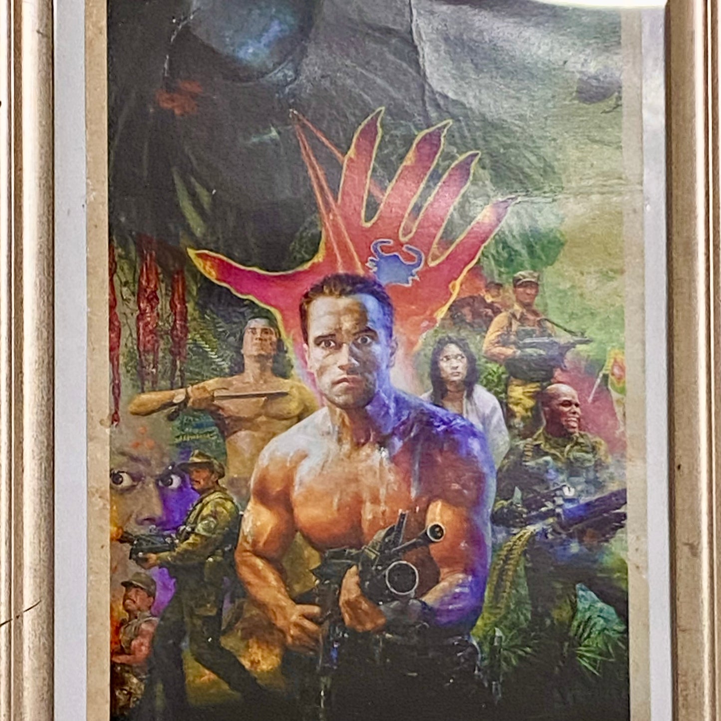 Vintage Japanese Predator 1987 Movie Film Schwarzenegger Poster Art Print Framed