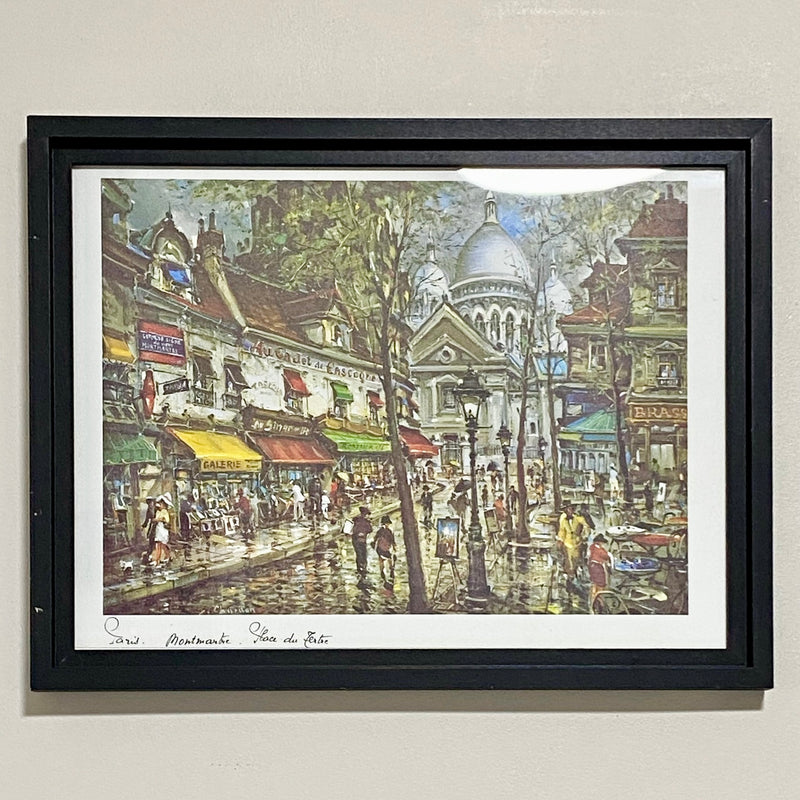 Vintage Place Du Tertre Paris Art Print By Jacques Chardon Framed With Glazing