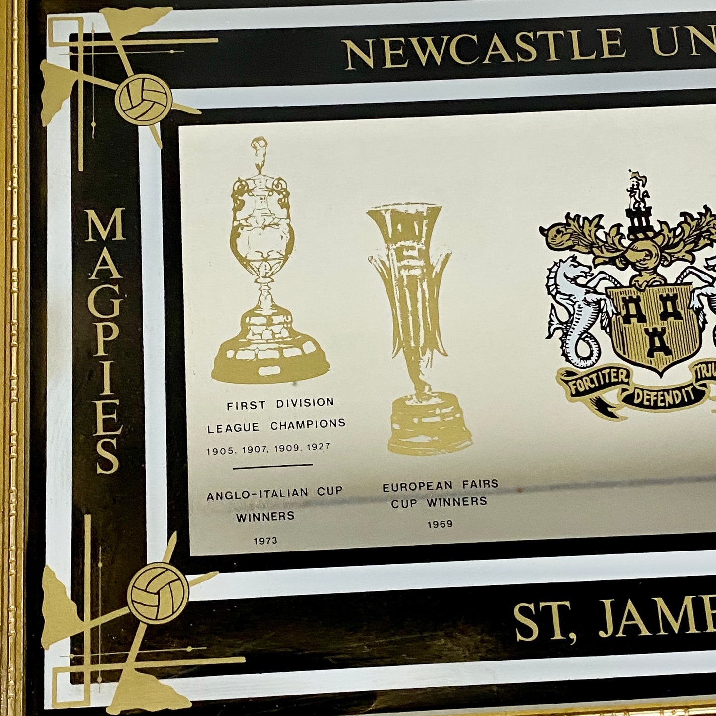 Vintage Newcastle United FC St James Park Honour Collectible Mirror Framed Rare
