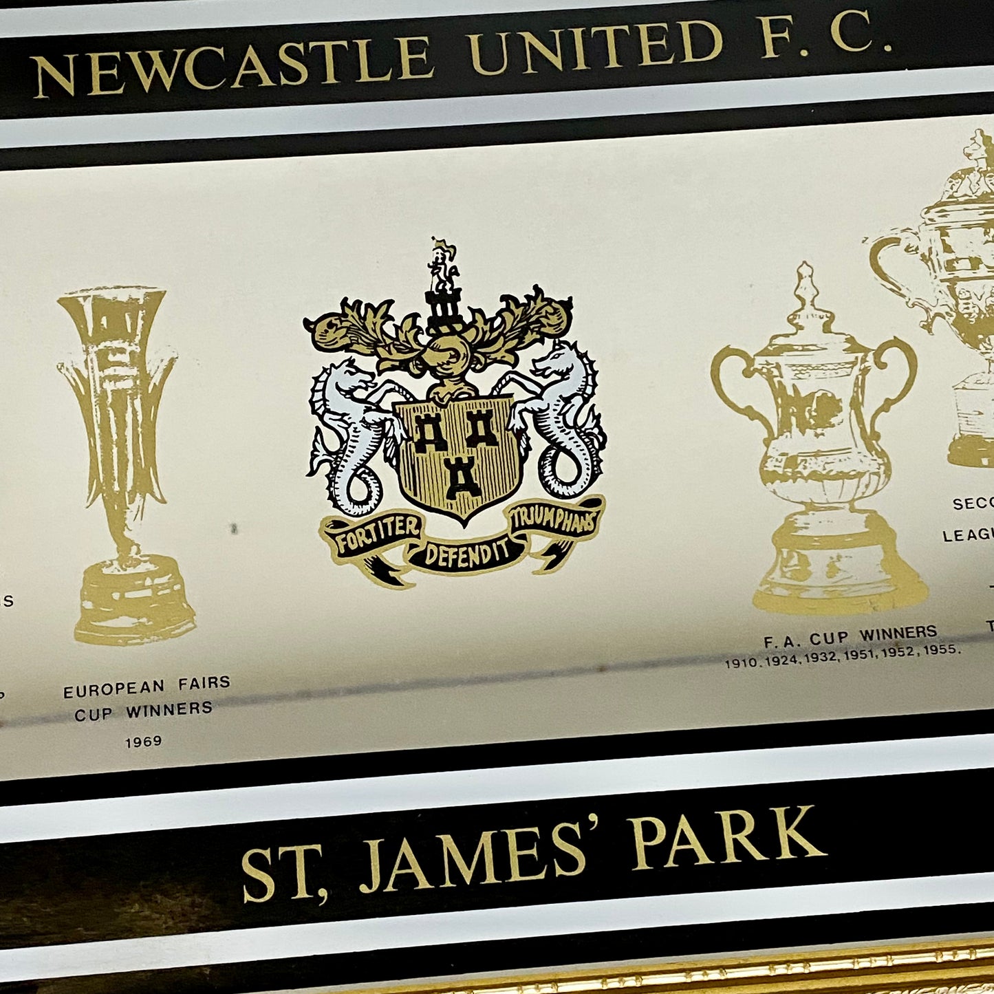 Vintage Newcastle United FC St James Park Honour Collectible Mirror Framed Rare
