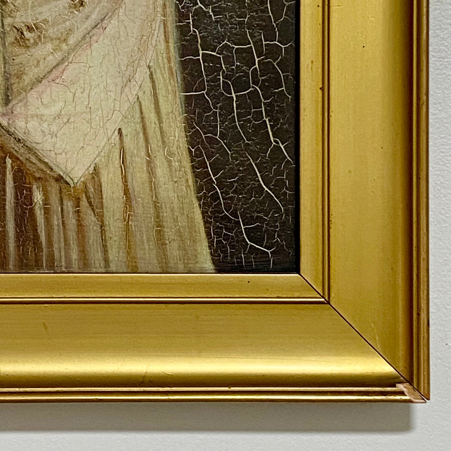 Antique Portrait Of Lady Holding Flowers Oil On Board Painting Victorian Framed