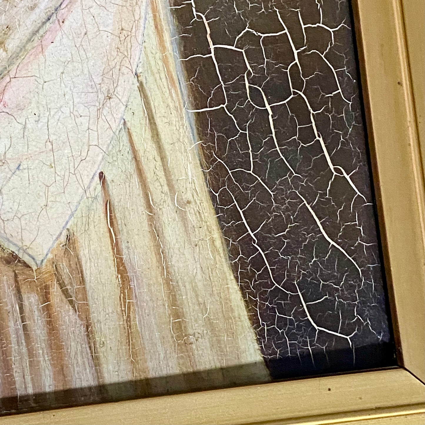 Antique Portrait Of Lady Holding Flowers Oil On Board Painting Victorian Framed