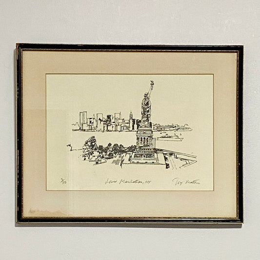 Vintage Lower Manhattan Statue Of Liberty NY Signed Limited Ed No.3 / 100 Framed