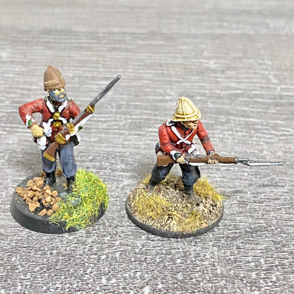 2x 28mm 24th Regt Of Foot Painted Plastic Miniatures Figs Zulu 1879 Wargames #17