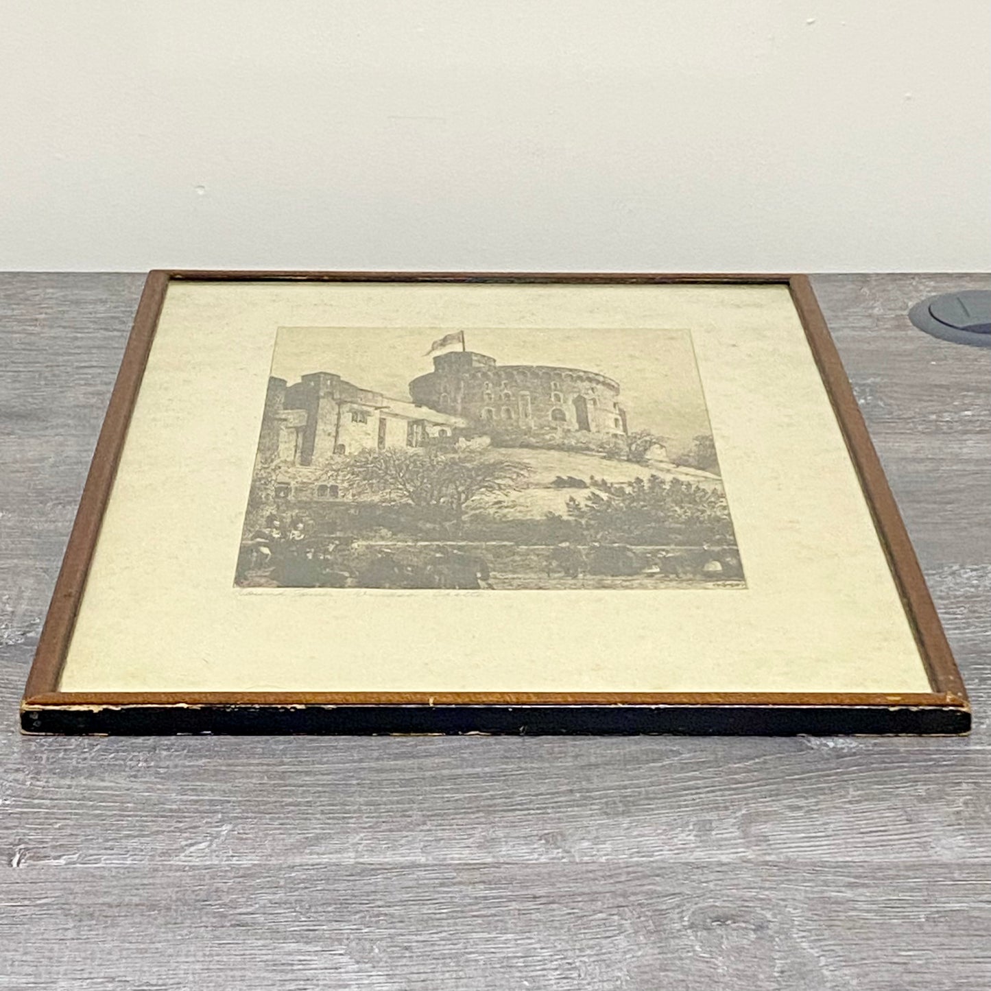 Antique The Round Tower Windsor Castle 1887 Etching By Axel Herman Haig Framed