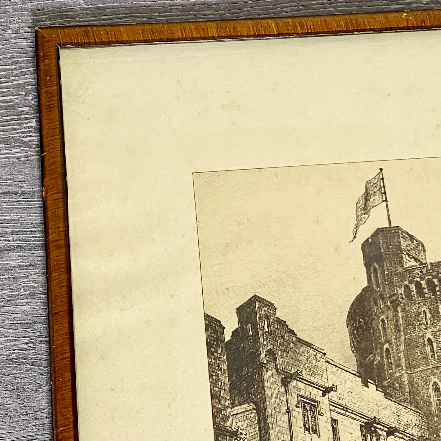 Antique The Round Tower Windsor Castle 1887 Etching By Axel Herman Haig Framed