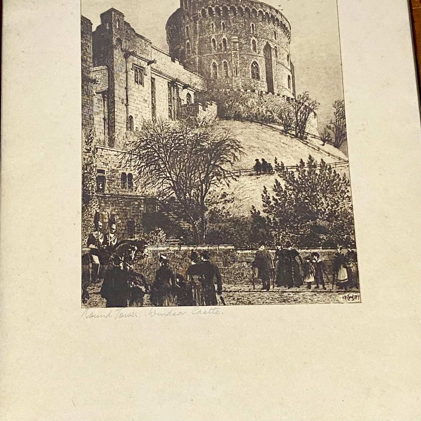 Antique The Round Tower Windsor Castle 1887 Etching By Axel Herman Haig Framed