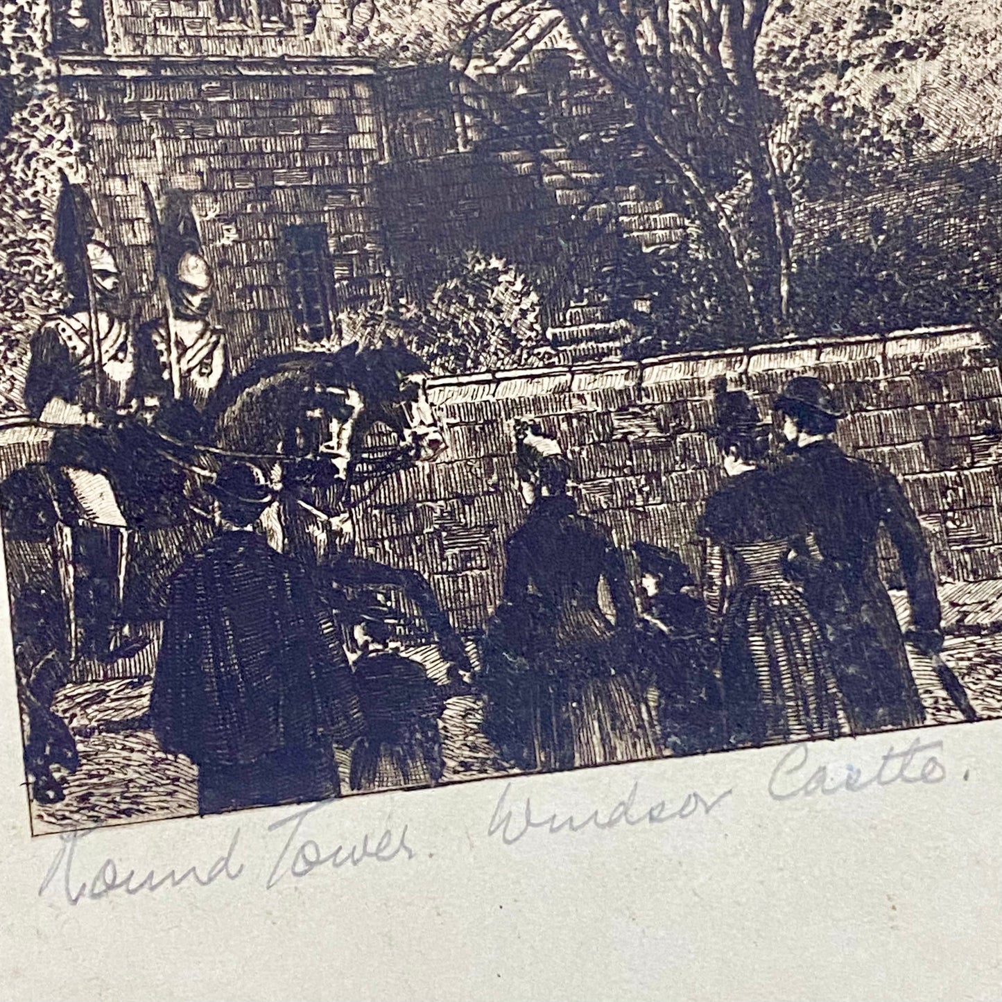 Antique The Round Tower Windsor Castle 1887 Etching By Axel Herman Haig Framed