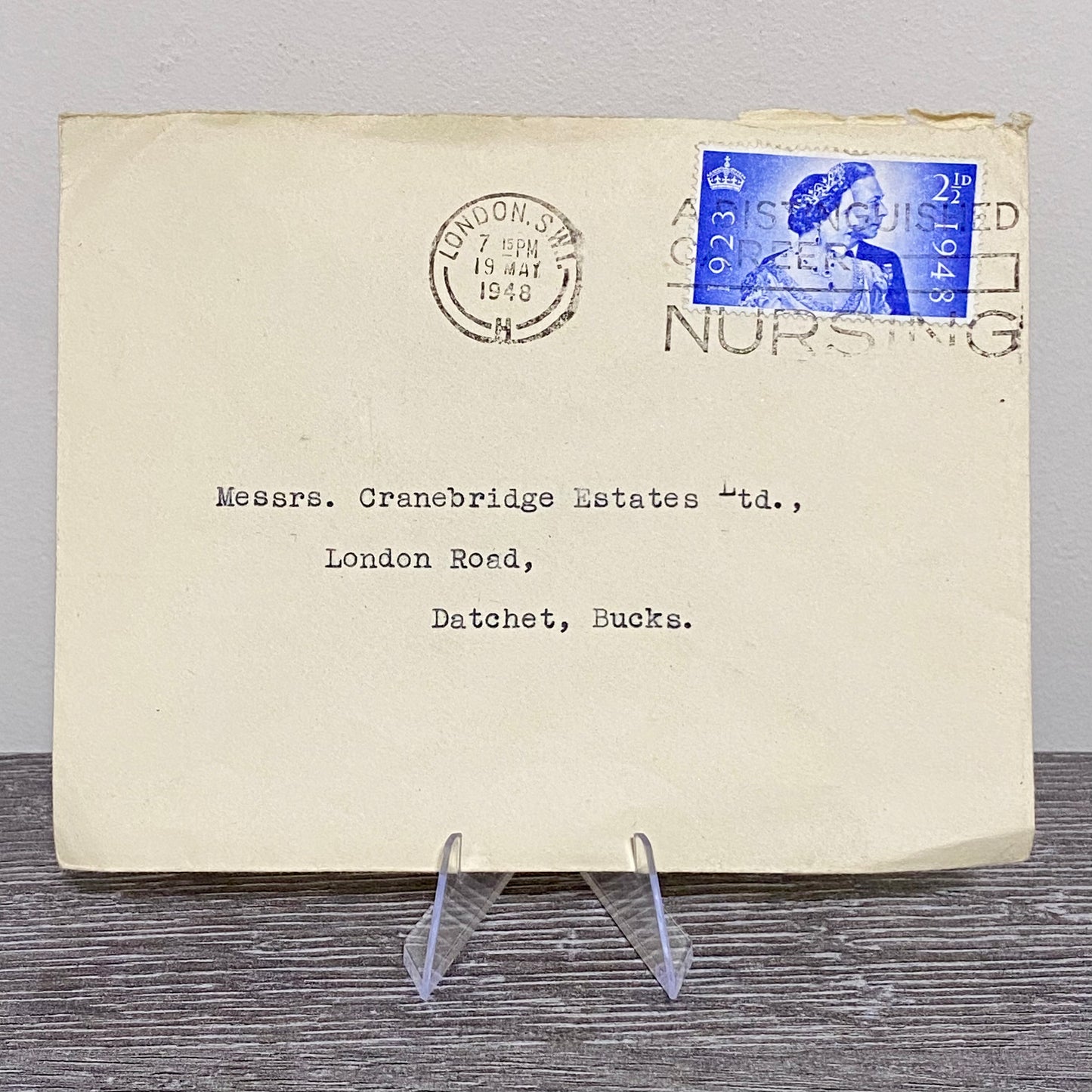 1948 Cover From London A Distinguished Career Nursing Slogan Stamped 19 May