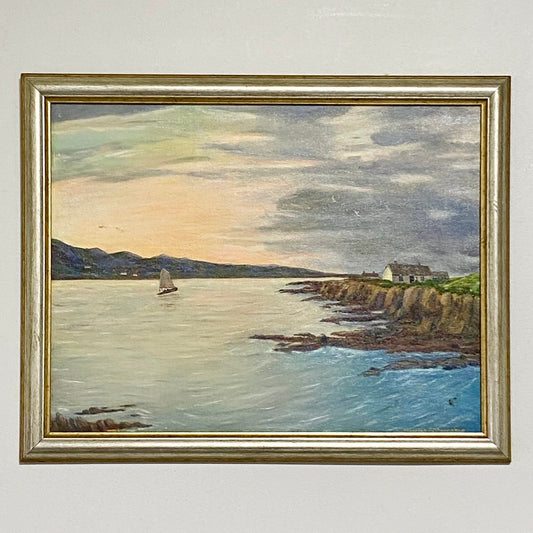 Vintage Seascape Boat Oil On Board Painting Signed Martina J O’Donoghue Framed
