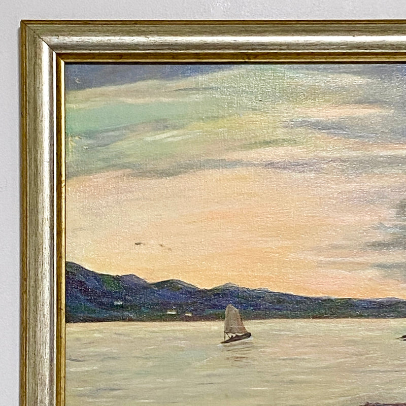 Vintage Seascape Boat Oil On Board Painting Signed Martina J O’Donoghue Framed