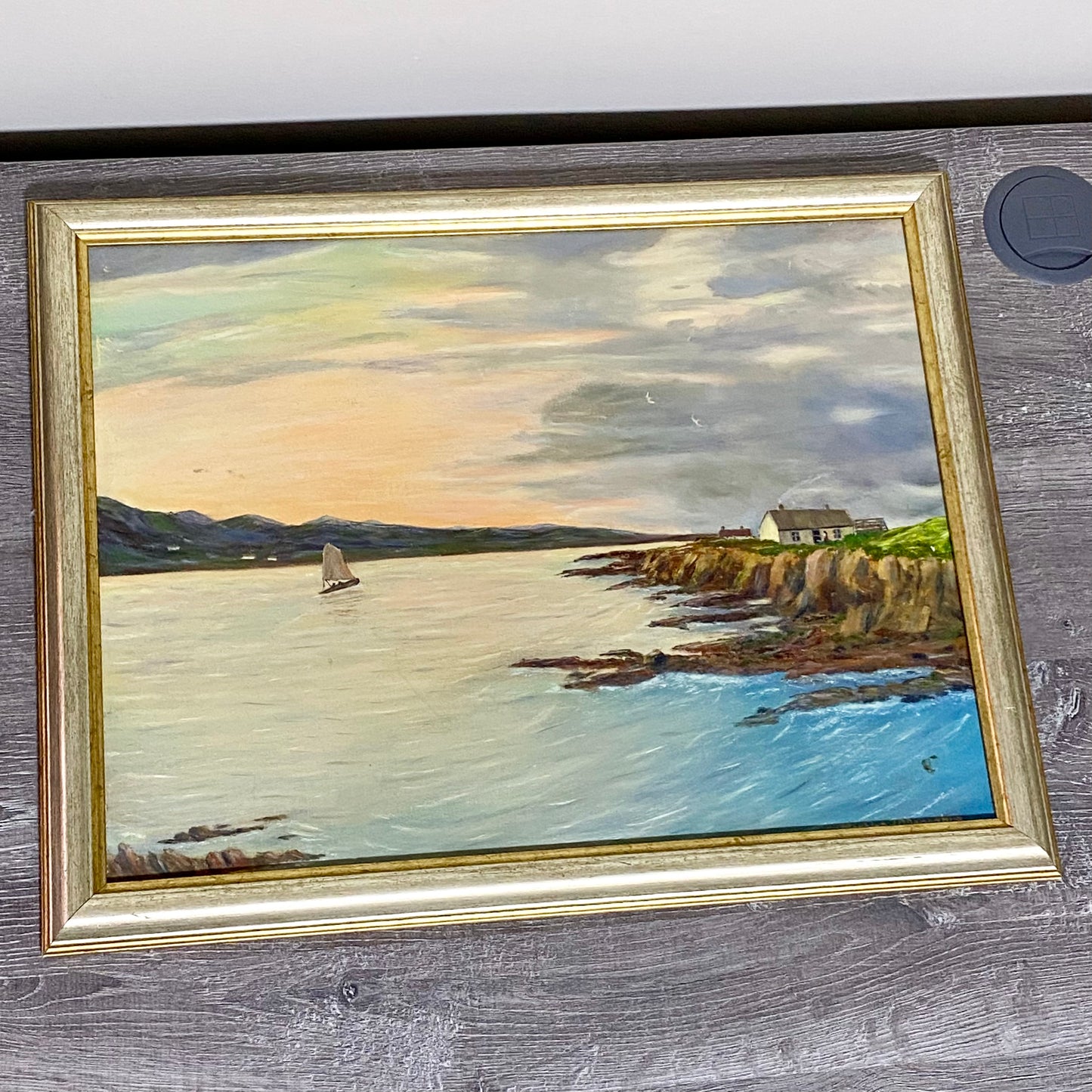 Vintage Seascape Boat Oil On Board Painting Signed Martina J O’Donoghue Framed
