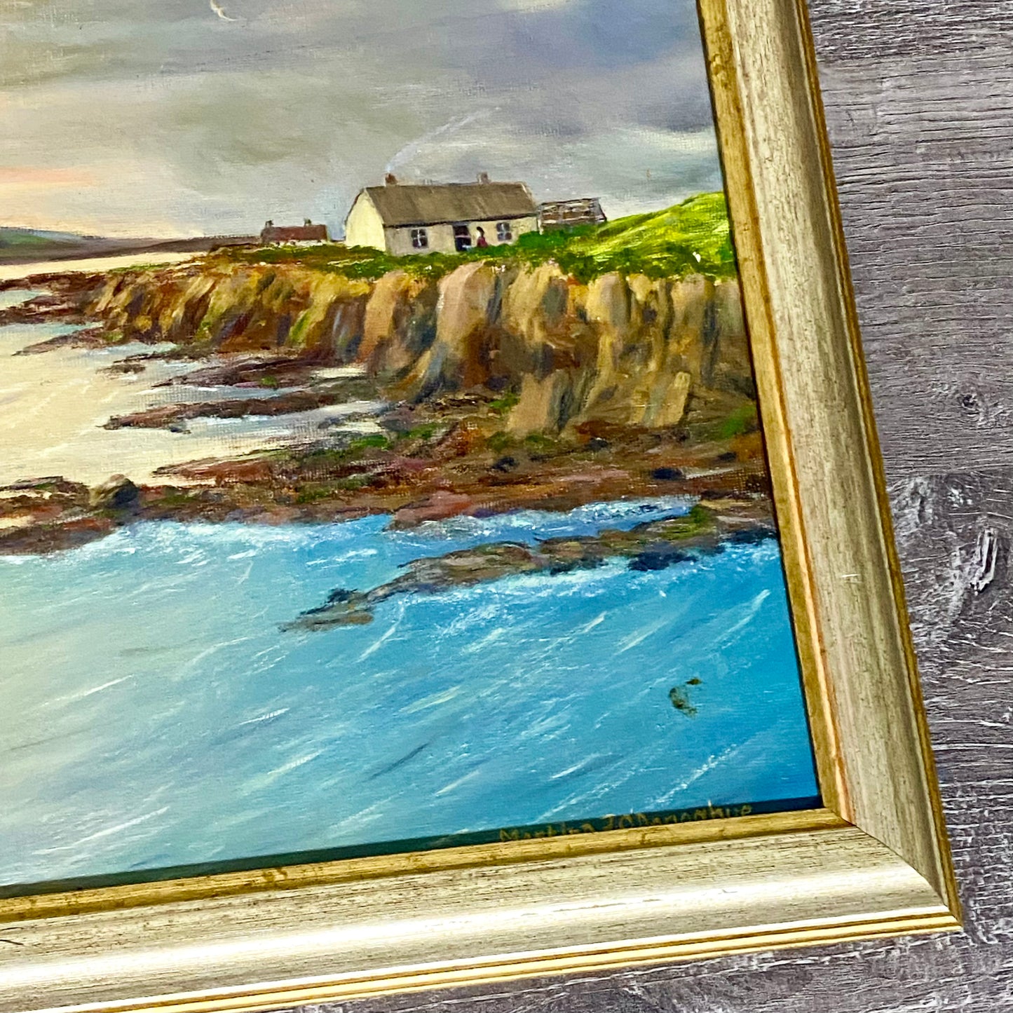 Vintage Seascape Boat Oil On Board Painting Signed Martina J O’Donoghue Framed