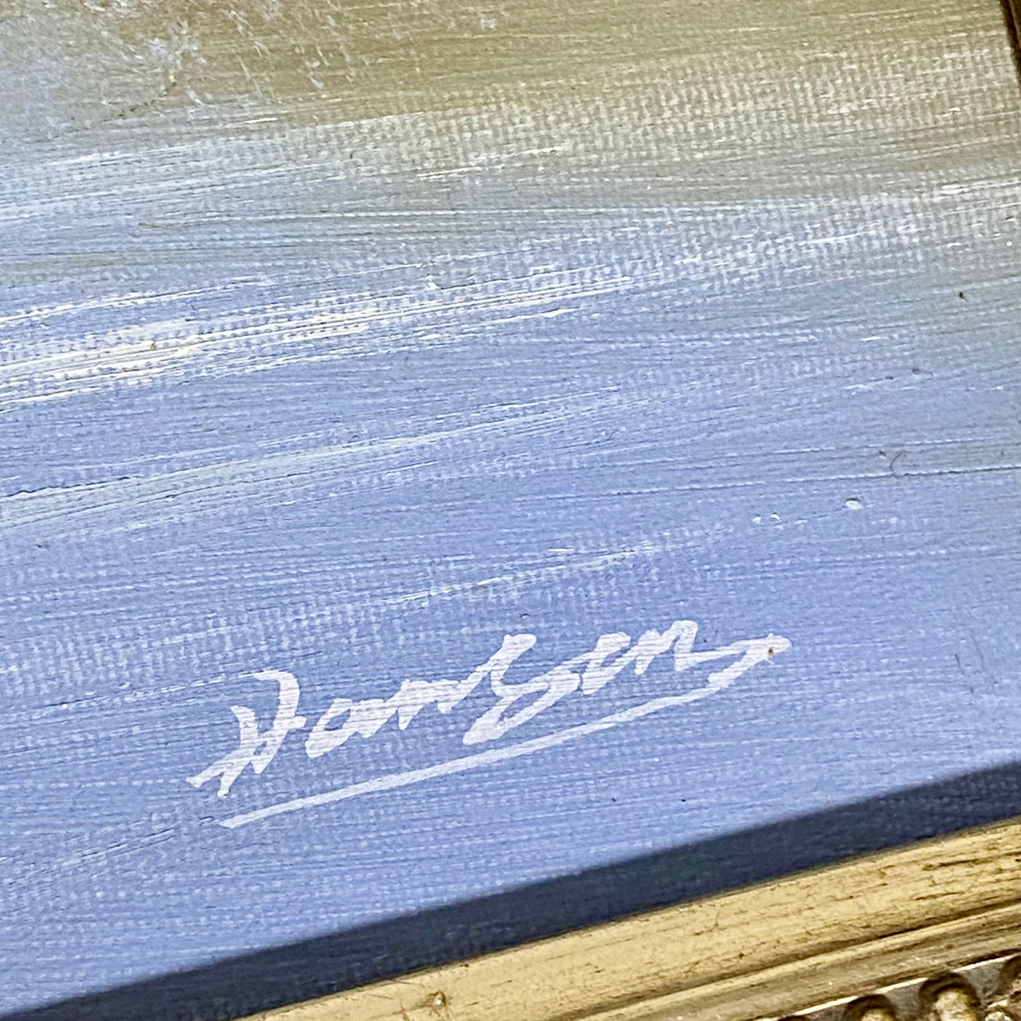 Vintage Scenic Mountain & Waterfall Scene Oil On Board Signed Hanson Gilt Framed