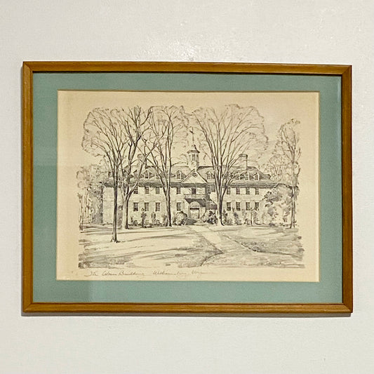 Vintage Wren Building Williamsburg Virginia Pencil Sketch Print Charles H Overly