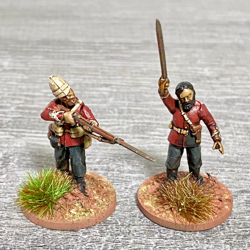 2x 28mm 24th Regt Of Foot Painted Plastic Miniatures Figs Zulu 1879 Wargames #33