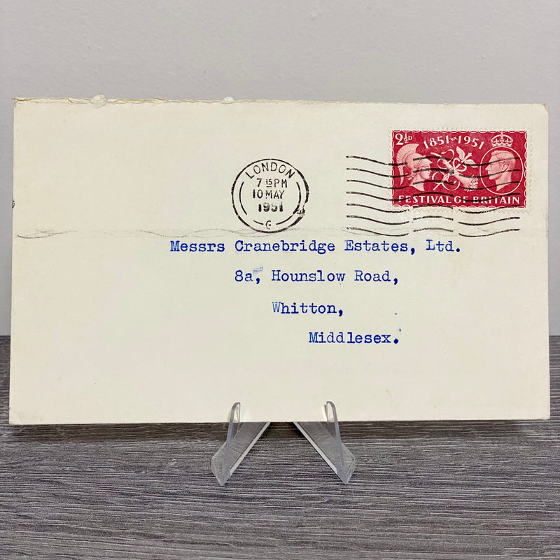 1951 GB King George VI 2 1/2D Stamped Envelope Cover London Estates 10 May Rare