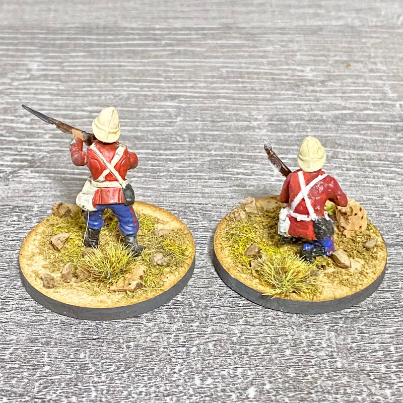 2x 28mm 24th Regt Of Foot Painted Plastic Miniatures Figs Zulu 1879 Wargames #36