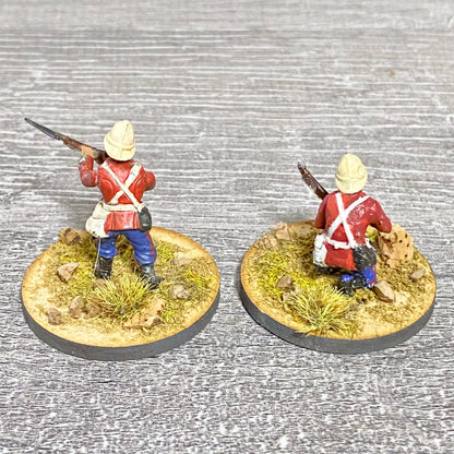 2x 28mm 24th Regt Of Foot Painted Plastic Miniatures Figs Zulu 1879 Wargames #36